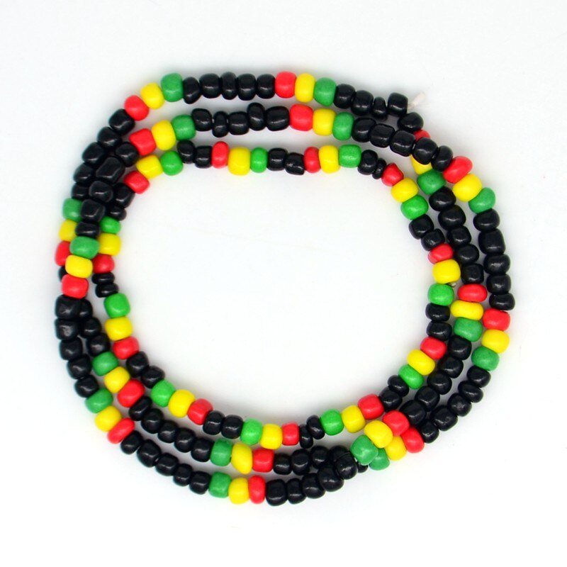 Rasta Reggae Punk Hiphop Glas Zaad Kralen Ketting En Armband Sieraden Set Elastische Stretch Kettingen Mode-sieraden