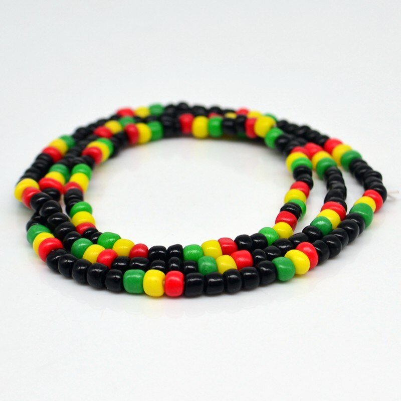 Rasta Reggae Punk Hiphop Glas Zaad Kralen Ketting En Armband Sieraden Set Elastische Stretch Kettingen Mode-sieraden