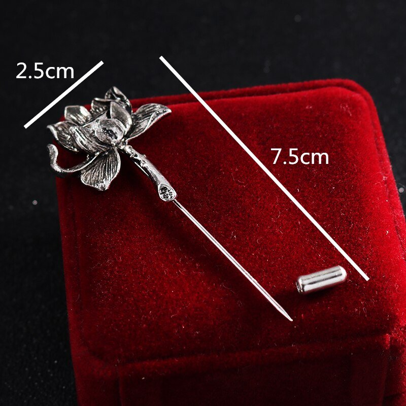 Oude Persoonlijkheid Lotus Bloem Broche Overhemd Revers Pin Pak Corsage Lange Naald Pins En Broches Voor Vrouwen En Mannen Accessoires