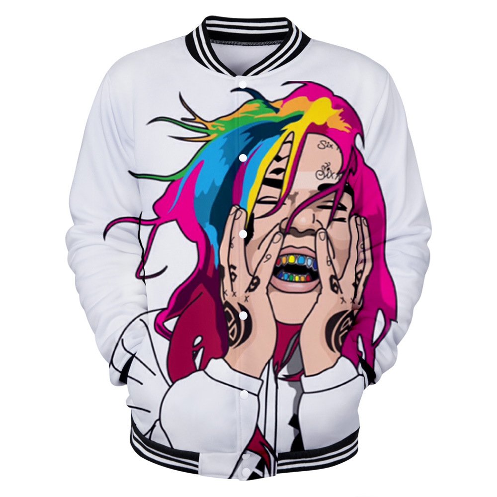 Wintet Mens Bomber Jassen 2019 Hip Hop Rapper Tekashi 69 6ix9ine 3D Baseball Jas Mannelijke Vrouwelijke Tekashi69 Mannen Hoodie Sweatshirt