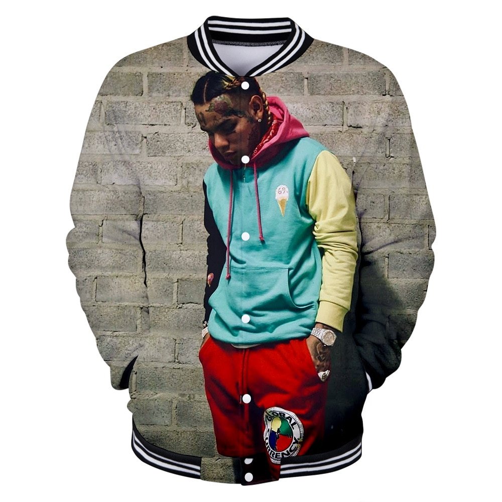 Wintet Mens Bomber Jassen 2019 Hip Hop Rapper Tekashi 69 6ix9ine 3D Baseball Jas Mannelijke Vrouwelijke Tekashi69 Mannen Hoodie Sweatshirt