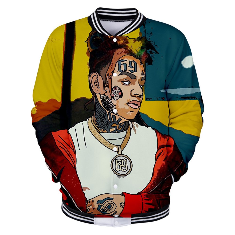 Wintet Mens Bomber Jassen 2019 Hip Hop Rapper Tekashi 69 6ix9ine 3D Baseball Jas Mannelijke Vrouwelijke Tekashi69 Mannen Hoodie Sweatshirt