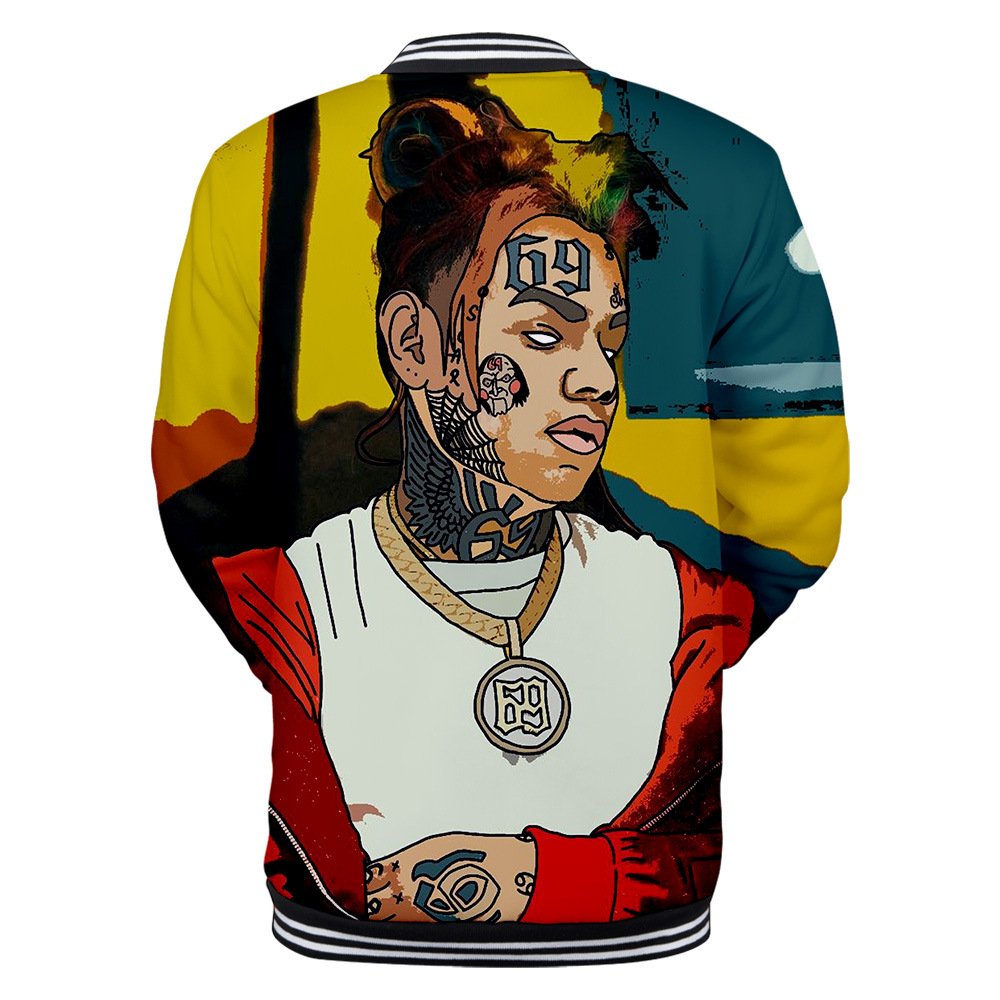 Wintet Mens Bomber Jassen 2019 Hip Hop Rapper Tekashi 69 6ix9ine 3D Baseball Jas Mannelijke Vrouwelijke Tekashi69 Mannen Hoodie Sweatshirt