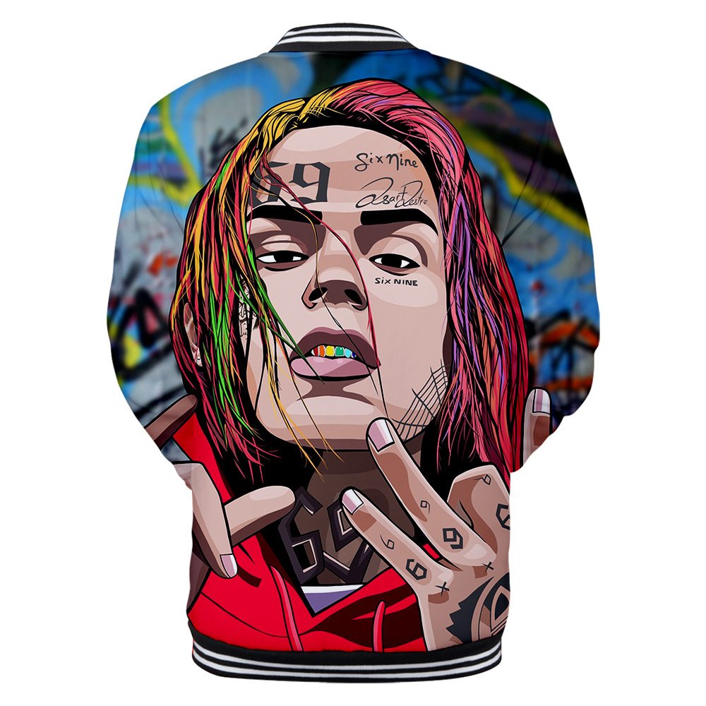 Wintet Mens Bomber Jassen 2019 Hip Hop Rapper Tekashi 69 6ix9ine 3D Baseball Jas Mannelijke Vrouwelijke Tekashi69 Mannen Hoodie Sweatshirt