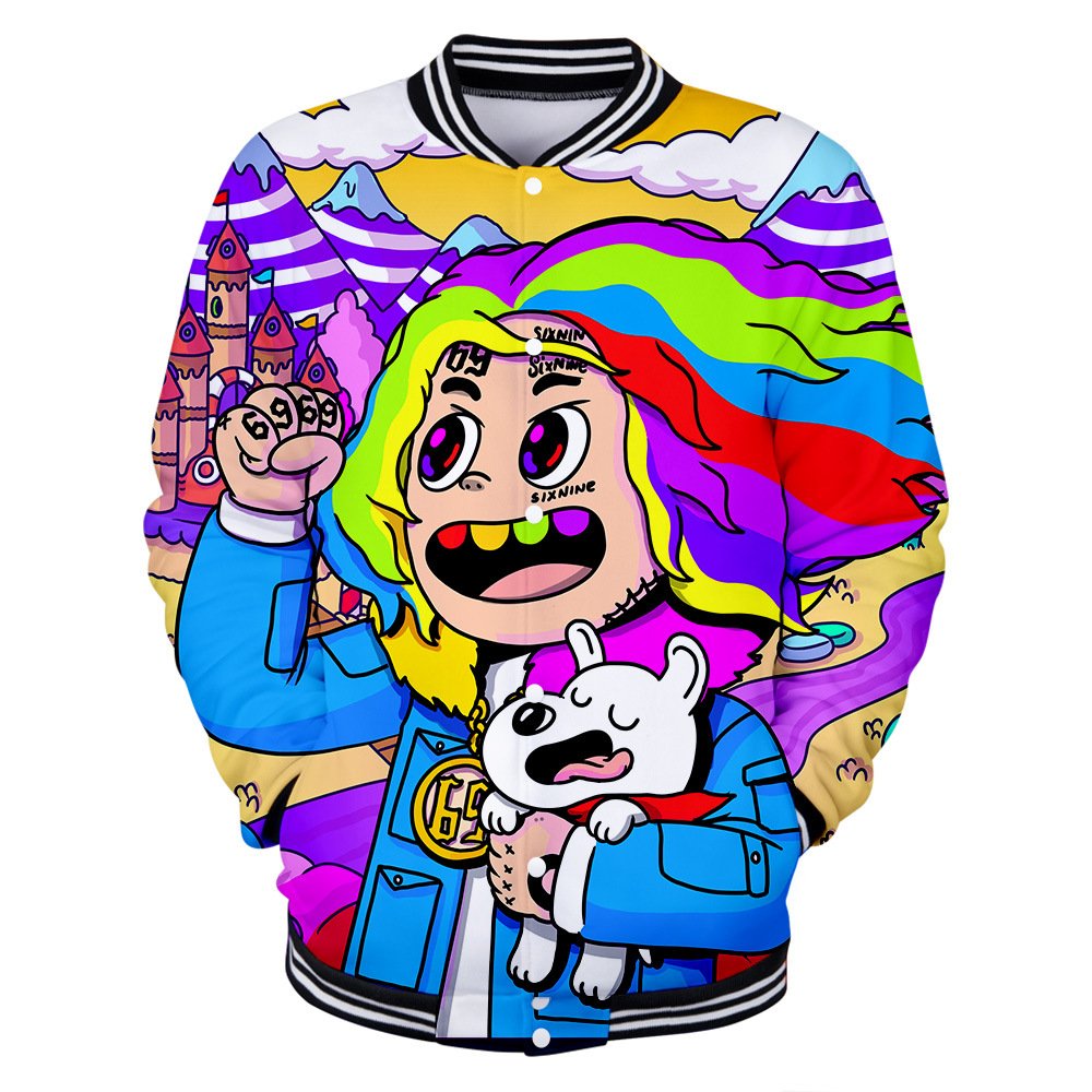 Wintet Mens Bomber Jassen 2019 Hip Hop Rapper Tekashi 69 6ix9ine 3D Baseball Jas Mannelijke Vrouwelijke Tekashi69 Mannen Hoodie Sweatshirt