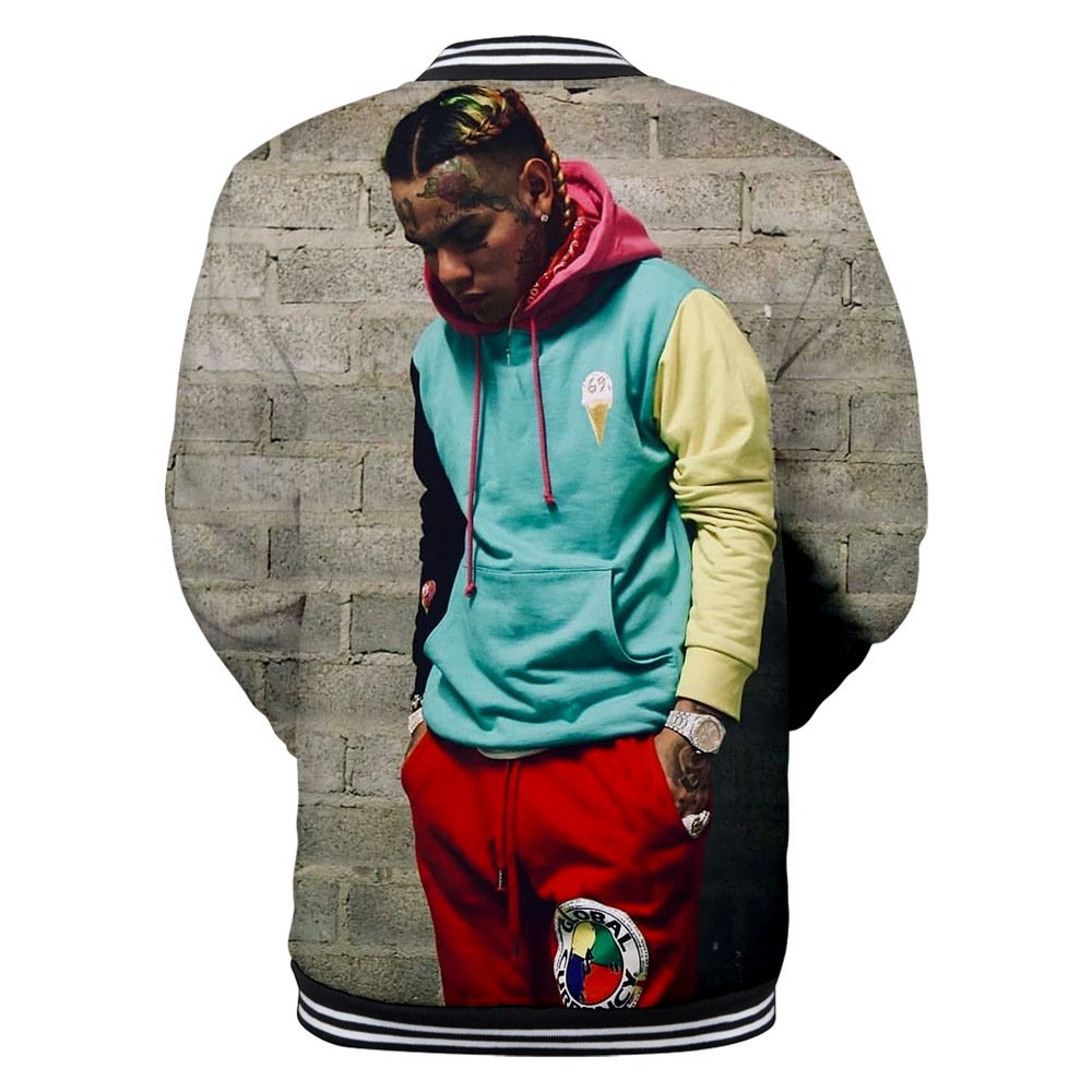 Wintet Mens Bomber Jassen 2019 Hip Hop Rapper Tekashi 69 6ix9ine 3D Baseball Jas Mannelijke Vrouwelijke Tekashi69 Mannen Hoodie Sweatshirt