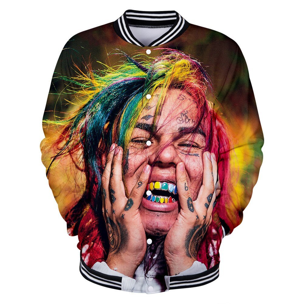 Wintet Mens Bomber Jassen 2019 Hip Hop Rapper Tekashi 69 6ix9ine 3D Baseball Jas Mannelijke Vrouwelijke Tekashi69 Mannen Hoodie Sweatshirt
