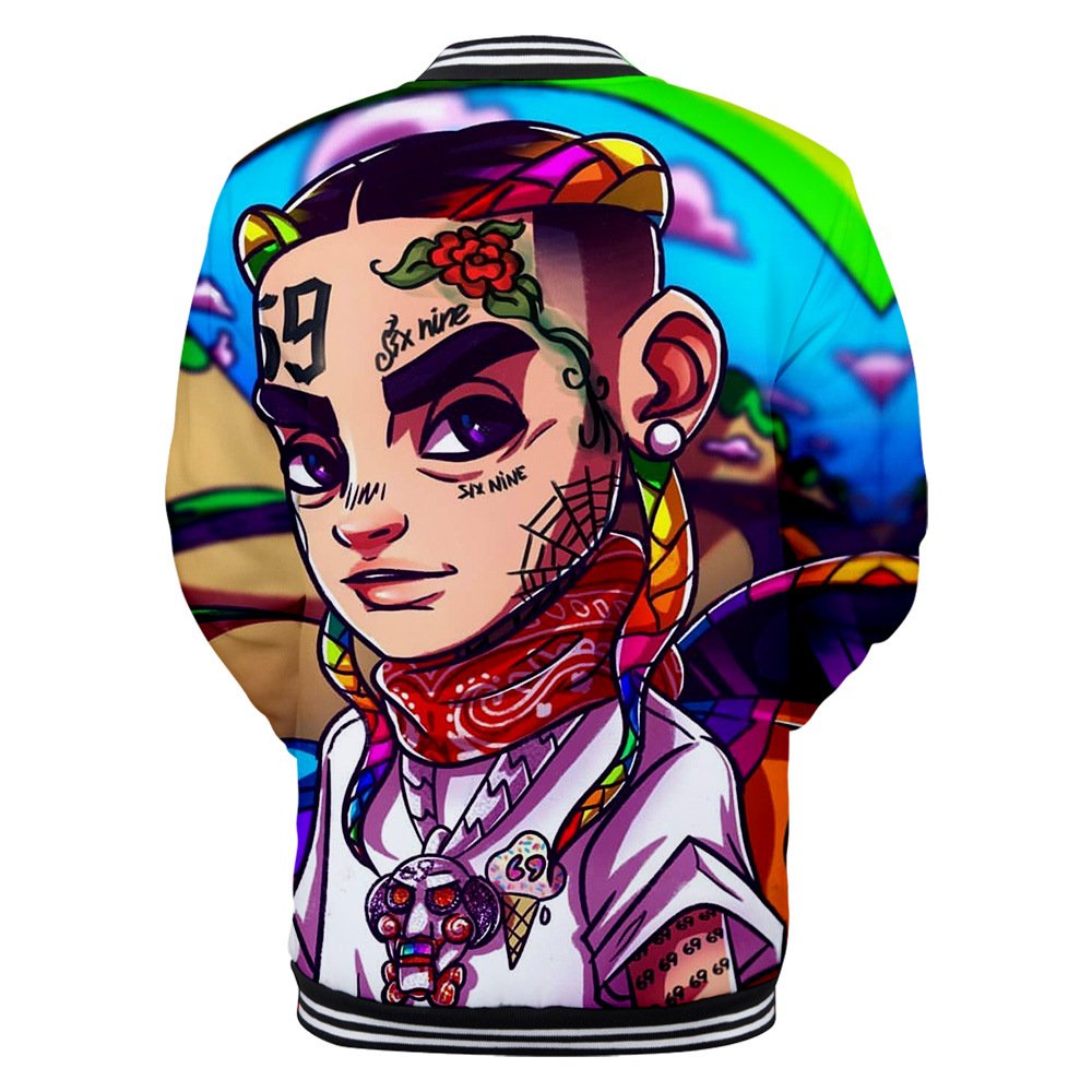 Wintet Mens Bomber Jassen 2019 Hip Hop Rapper Tekashi 69 6ix9ine 3D Baseball Jas Mannelijke Vrouwelijke Tekashi69 Mannen Hoodie Sweatshirt