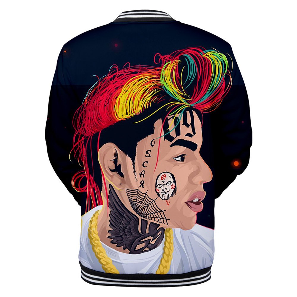 Wintet Mens Bomber Jassen 2019 Hip Hop Rapper Tekashi 69 6ix9ine 3D Baseball Jas Mannelijke Vrouwelijke Tekashi69 Mannen Hoodie Sweatshirt