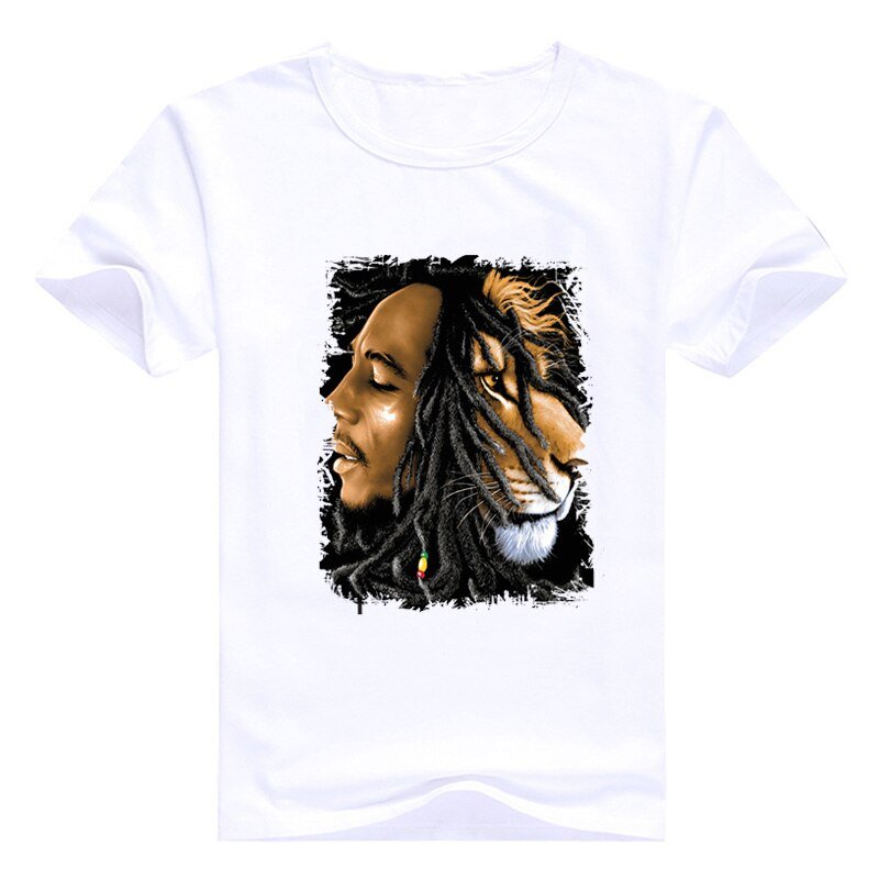 Vogue Mannen Muziek Stijl T-shirt Bob Marley Gedrukt Kroean Tops Wit Mens Homme Merk Kleding Hip Hop Tee Casual camiseta Mujer