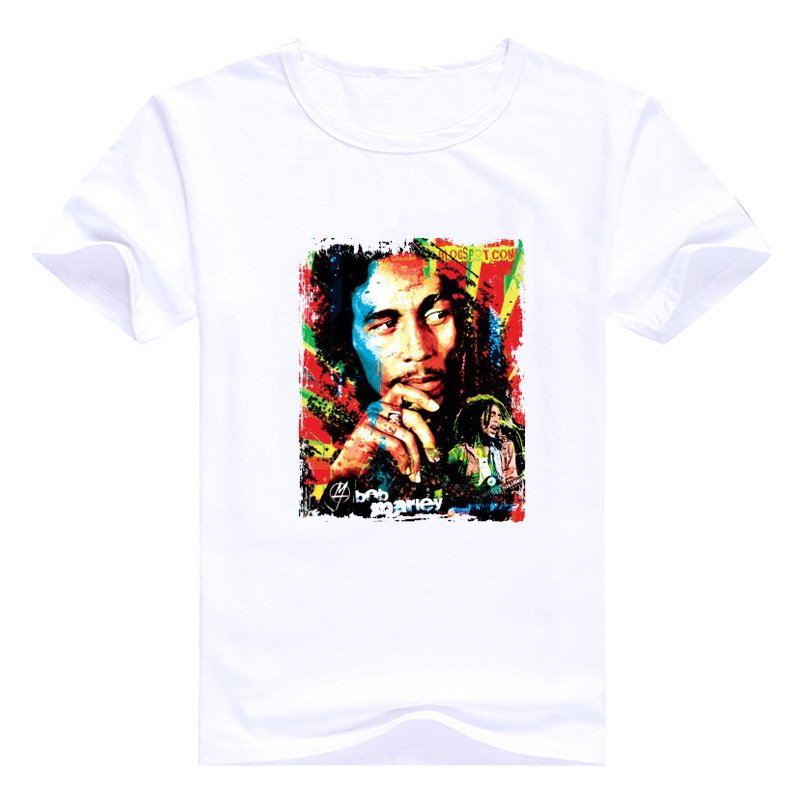Vogue Mannen Muziek Stijl T-shirt Bob Marley Gedrukt Kroean Tops Wit Mens Homme Merk Kleding Hip Hop Tee Casual camiseta Mujer