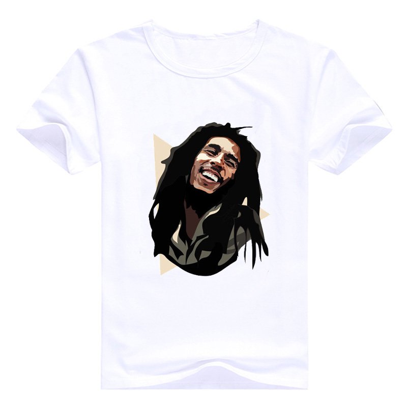 Vogue Mannen Muziek Stijl T-shirt Bob Marley Gedrukt Kroean Tops Wit Mens Homme Merk Kleding Hip Hop Tee Casual camiseta Mujer