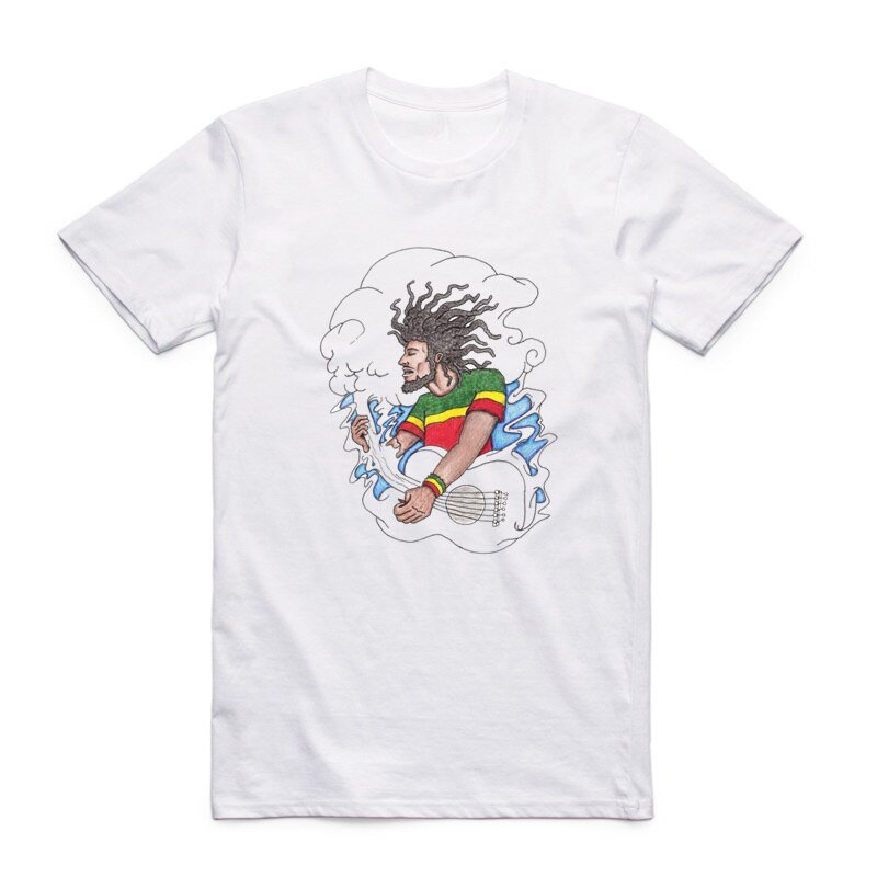 Aziatische Grootte Mannen Vrouwen Printing Bob Marley Mode T-shirt O-hals Korte Mouwen Jamaica singer Reggae Rastafari T-shirt HCP4118
