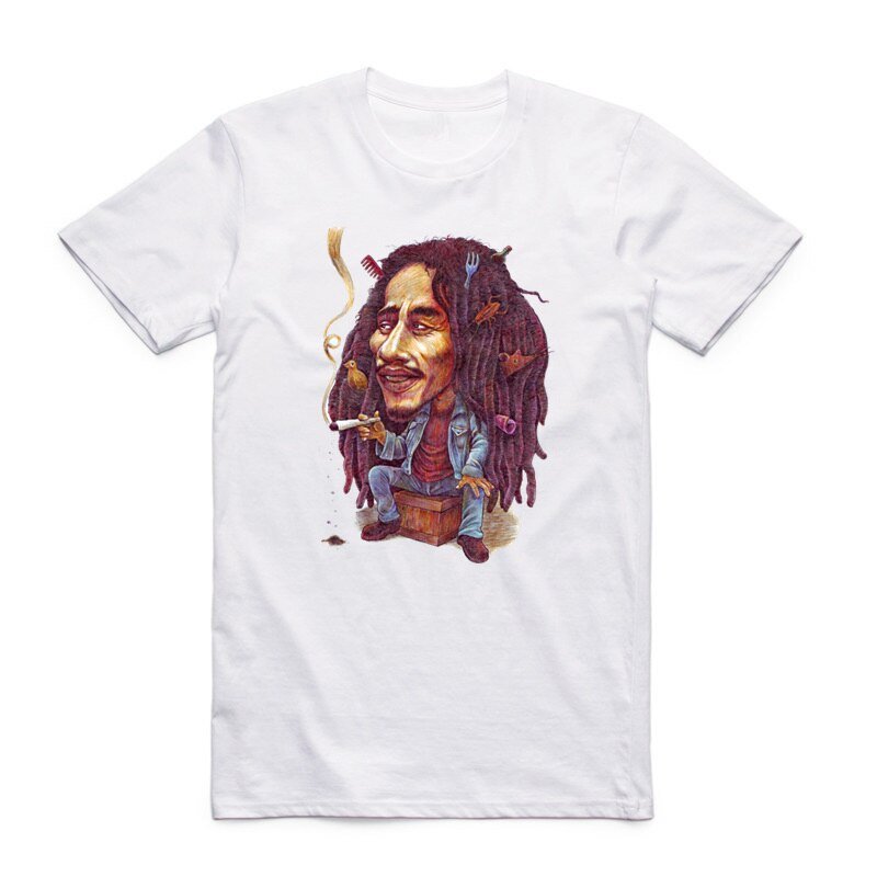 Aziatische Grootte Mannen Vrouwen Printing Bob Marley Mode T-shirt O-hals Korte Mouwen Jamaica singer Reggae Rastafari T-shirt HCP4118