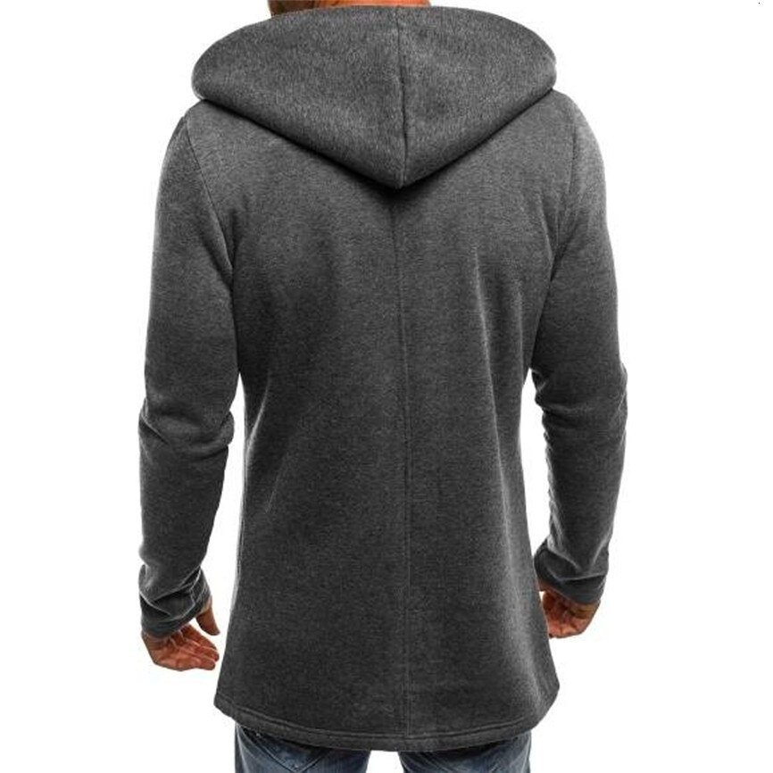 Casual mannen Jassen Mannen Splicing Hooded Solid Trenchcoat Jas Vest Met Lange Mouwen Uitloper Blouse Man Jas # FU
