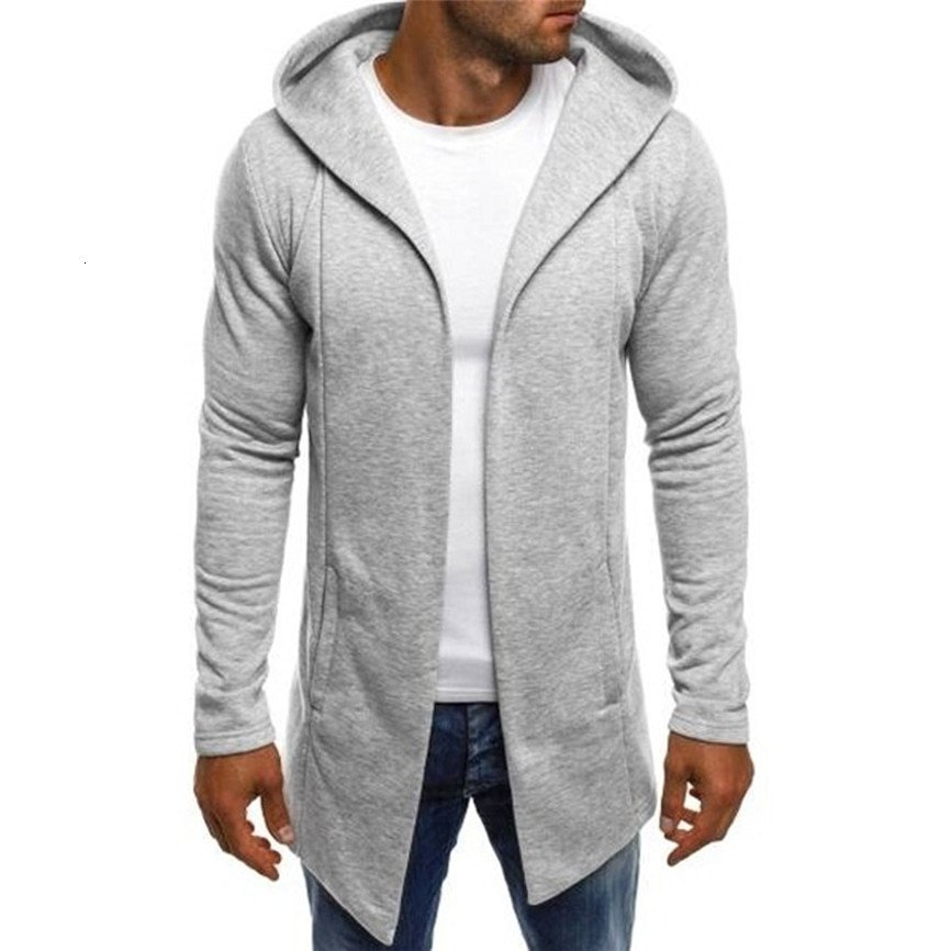 Casual mannen Jassen Mannen Splicing Hooded Solid Trenchcoat Jas Vest Met Lange Mouwen Uitloper Blouse Man Jas # FU