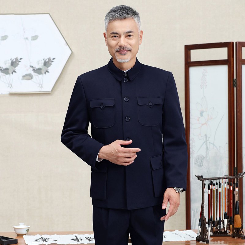 Traditionele Chinese Tang Pak Voor Mannen Jas Jas Nieuwe Jaar Lente Festival Tuniek Zhongshan Mao Pak Blazer Breien Zakken Top