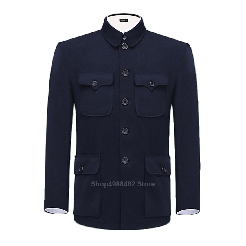 Traditionele Chinese Tang Pak Voor Mannen Jas Jas Nieuwe Jaar Lente Festival Tuniek Zhongshan Mao Pak Blazer Breien Zakken Top