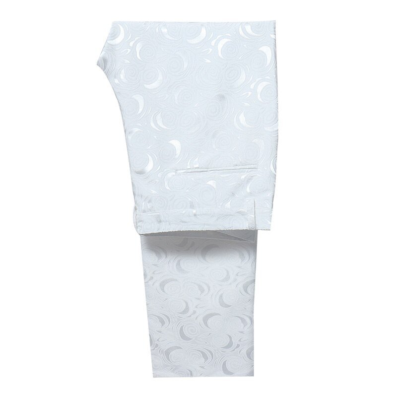 Mens Witte Bloemen Een Knop Suits Party Bruiloft Bruidegom Smokings Bruidsjonkers 2 Stuk Pak (Jas + Broek) mannelijke Kostuum Mariage Homme
