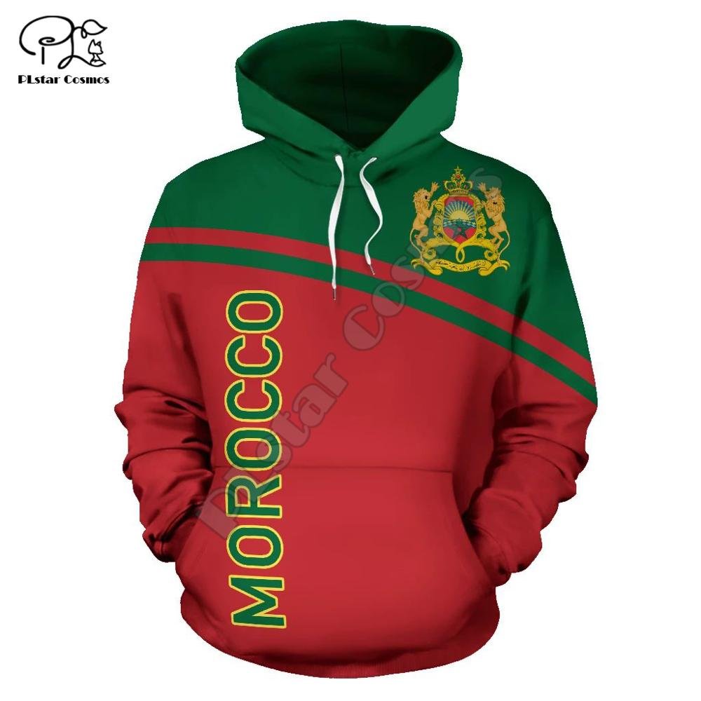 Mannen Marokko Vlag 3d Print Capuchon Lange Mouwen Sweatshirts Jas Vrouwen Unisex Trui Trainingspak Met Capuchon Hoody Herfst Uitloper