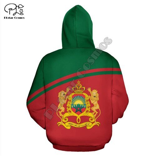 Mannen Marokko Vlag 3d Print Capuchon Lange Mouwen Sweatshirts Jas Vrouwen Unisex Trui Trainingspak Met Capuchon Hoody Herfst Uitloper