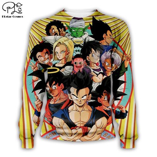 Mannen Vrouwen Harajuku Dragon Ball Z Hoodies 3D Volledige Print Cartoon Herfst Sweatshirt Anime Unisex Rits Jas Trui