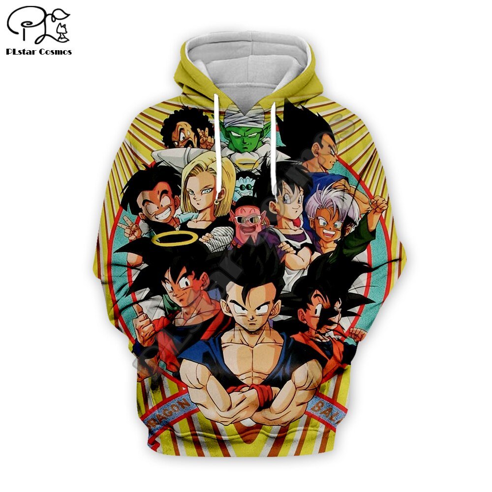 Mannen Vrouwen Harajuku Dragon Ball Z Hoodies 3D Volledige Print Cartoon Herfst Sweatshirt Anime Unisex Rits Jas Trui