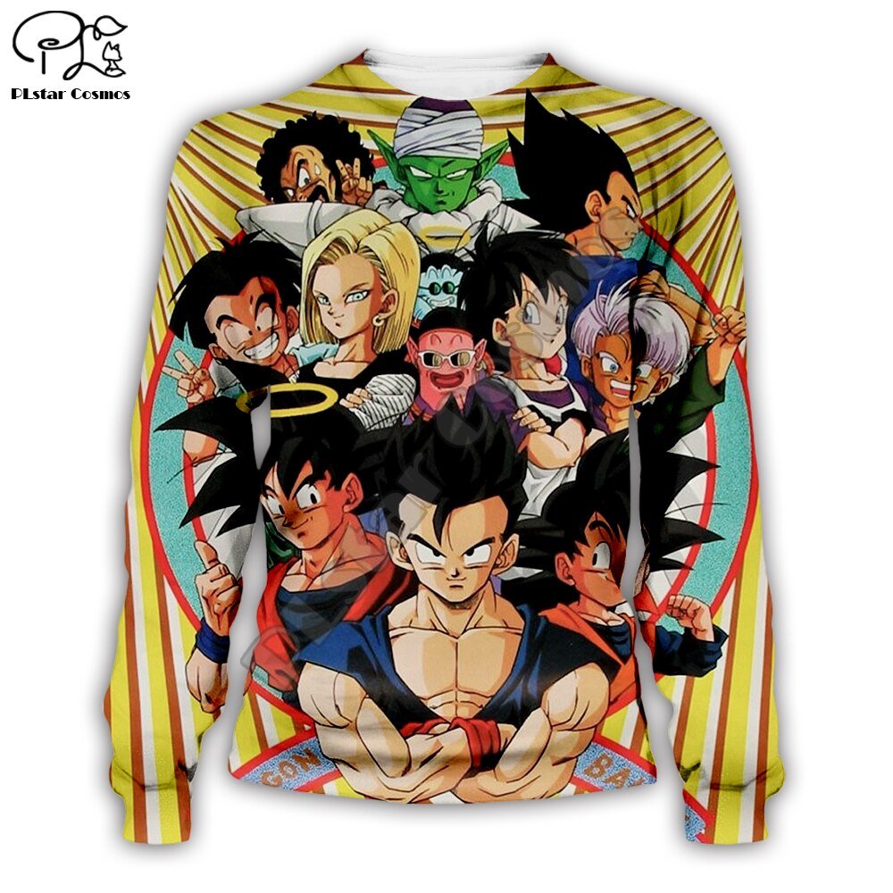 Mannen Vrouwen Harajuku Dragon Ball Z Hoodies 3D Volledige Print Cartoon Herfst Sweatshirt Anime Unisex Rits Jas Trui