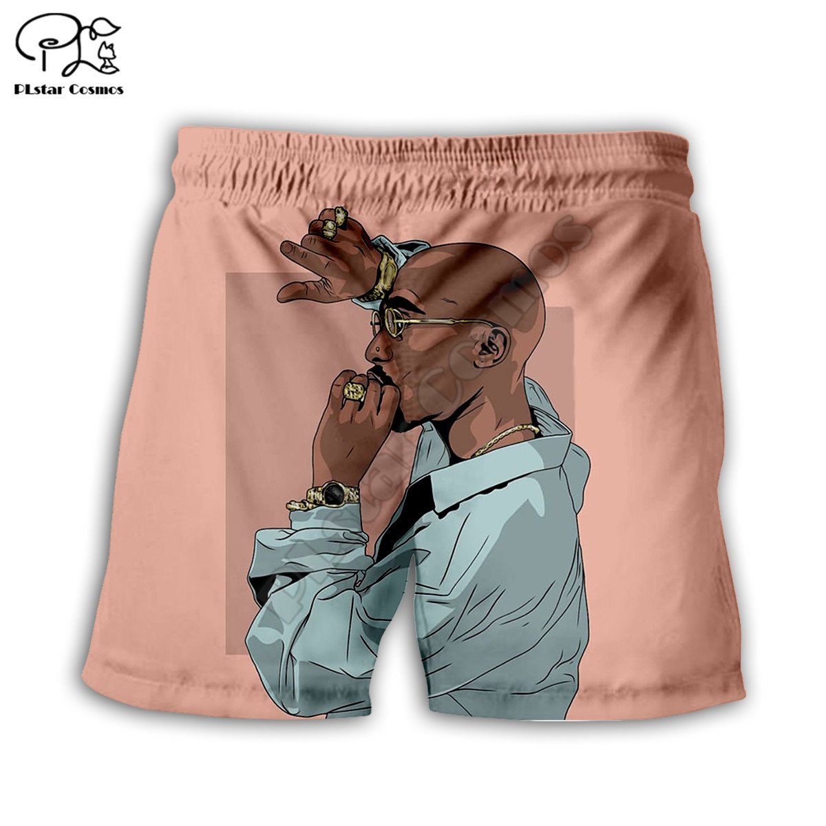 Plstar Cosmos Rapper 2pac Heren Shorts Zomer Casual Shorts Harajuku 3D Gedrukt Losse Cool Strand Comfortabele Stijl-1