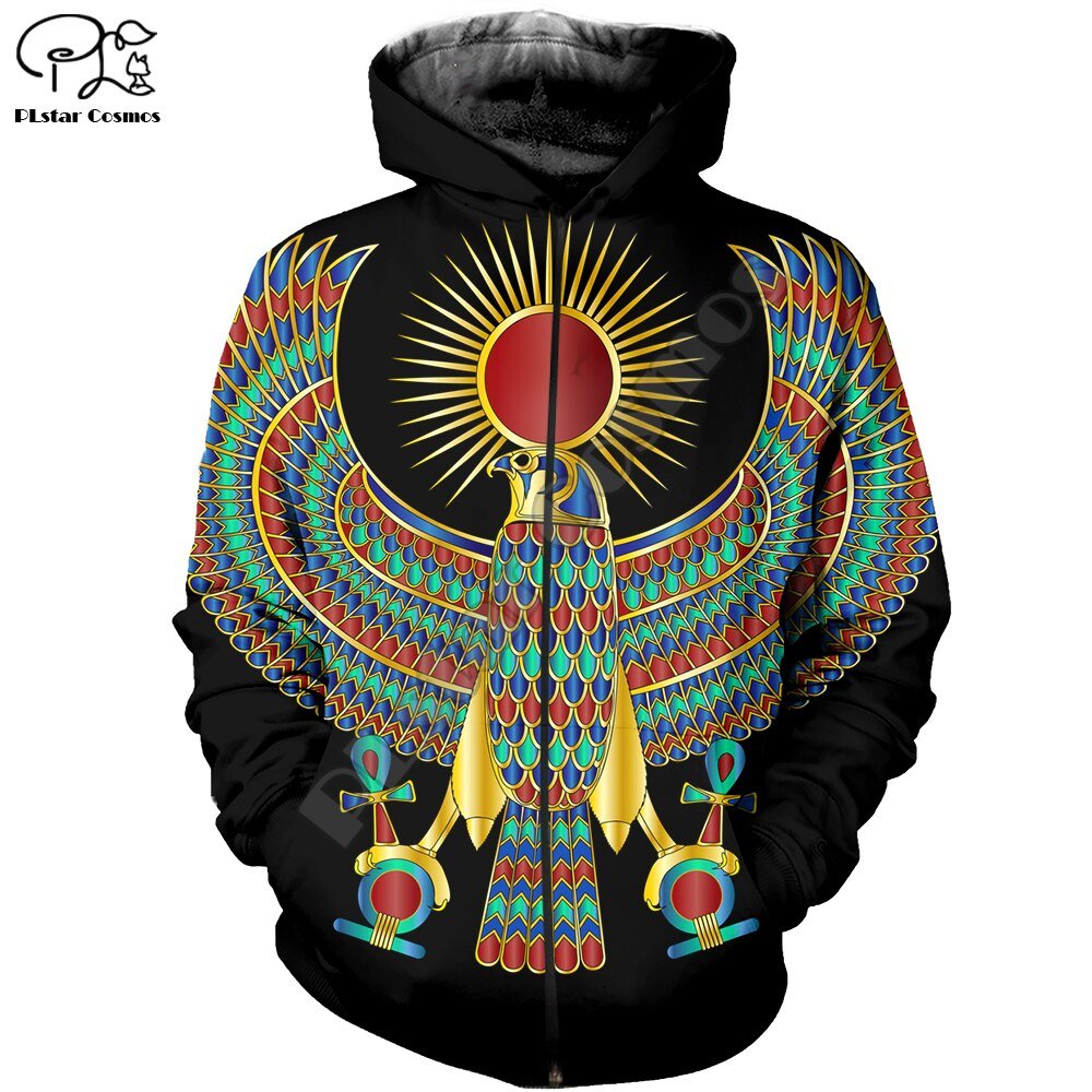Mannen Grappige Egypte Zonnegod Horus Afdrukken 3D India Inheemse Hoodies Vrouwen Unisex Lange Sweatshirt Rits Trui Trainingspak Tshirt