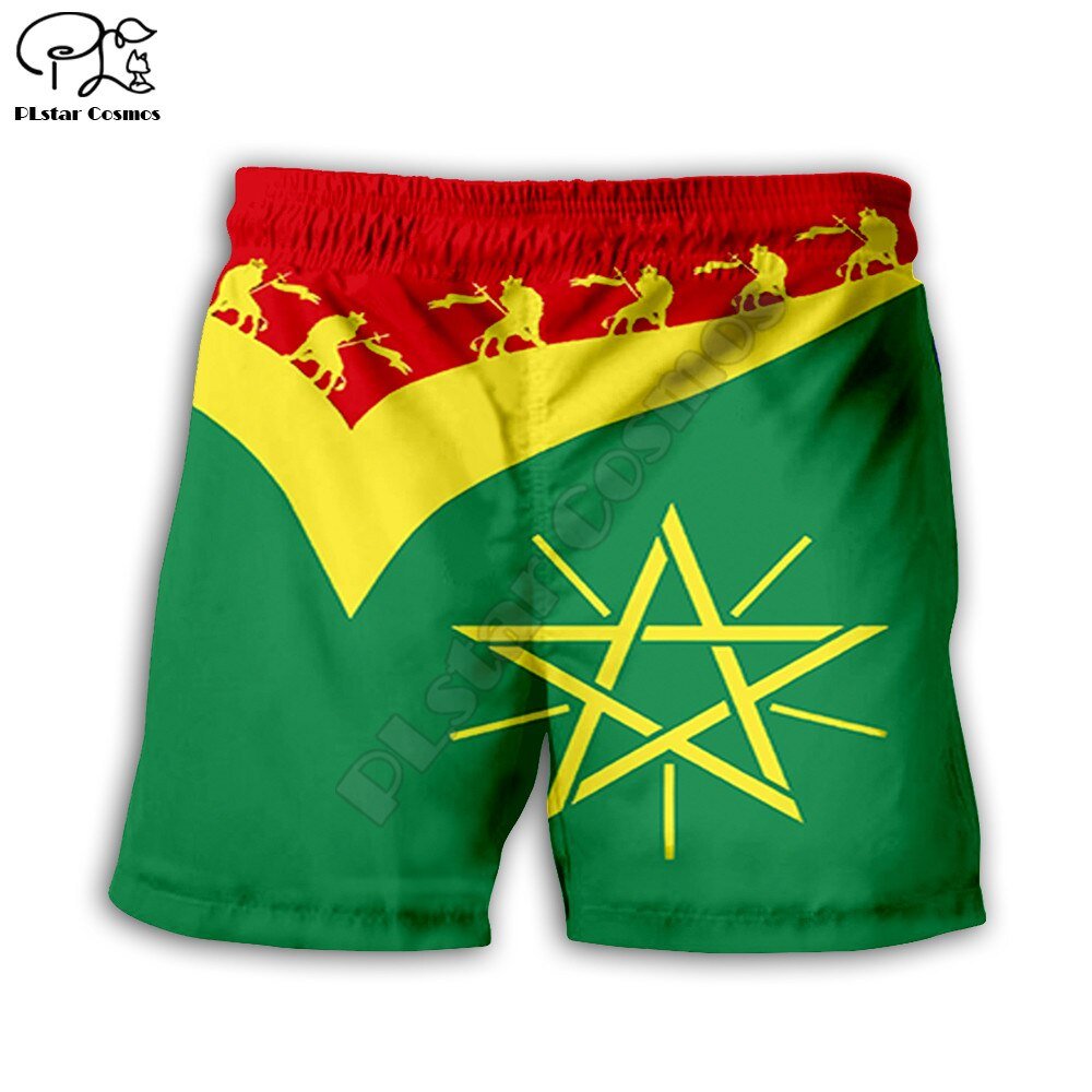 Mannen Zomer Aithiops Ethiopië Vlag Casual Shorts 3d Gedrukt Quick Dry Grappige Board Shorts Elastische Taille Drop Shipping
