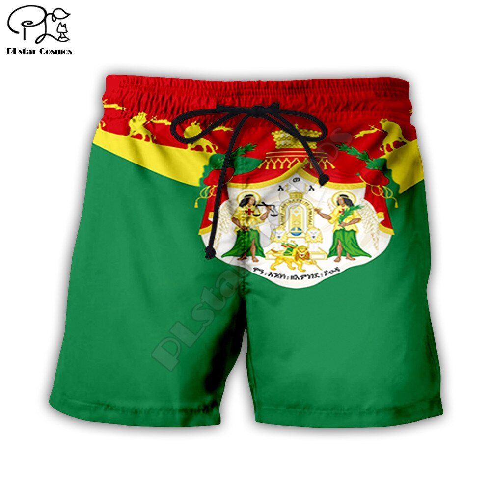 Mannen Zomer Aithiops Ethiopië Vlag Casual Shorts 3d Gedrukt Quick Dry Grappige Board Shorts Elastische Taille Drop Shipping