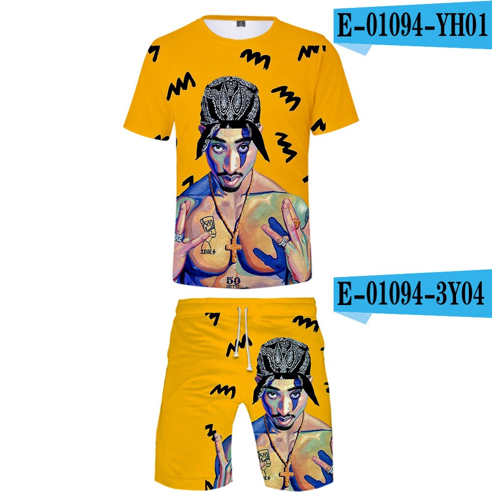 Tupac Tweedelige Set 3D Printing Casual Korte Mouw T-shirt Shorts Sets 2020 Hiphop Kpops Ronde Kraag Strand Shorts Tupac Tweedelige Set 3D Printing Casual Korte Mouw T-shirt Shorts Sets 2020 Hiphop Kpops Ronde Kraag Strand Shorts