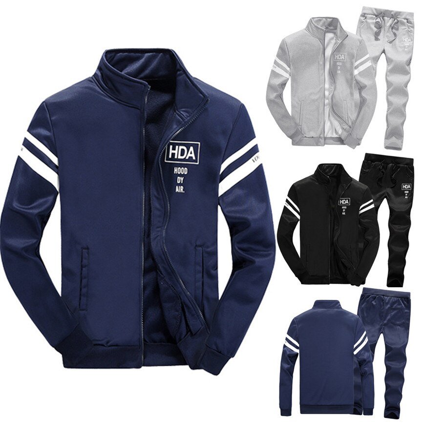 Hoodie Sets Heren Trainingspak 2 Stuks Set Mannen Rits Sweatshirt + Broek Casual Trainingspak Sportkleding Herfst Winter Set