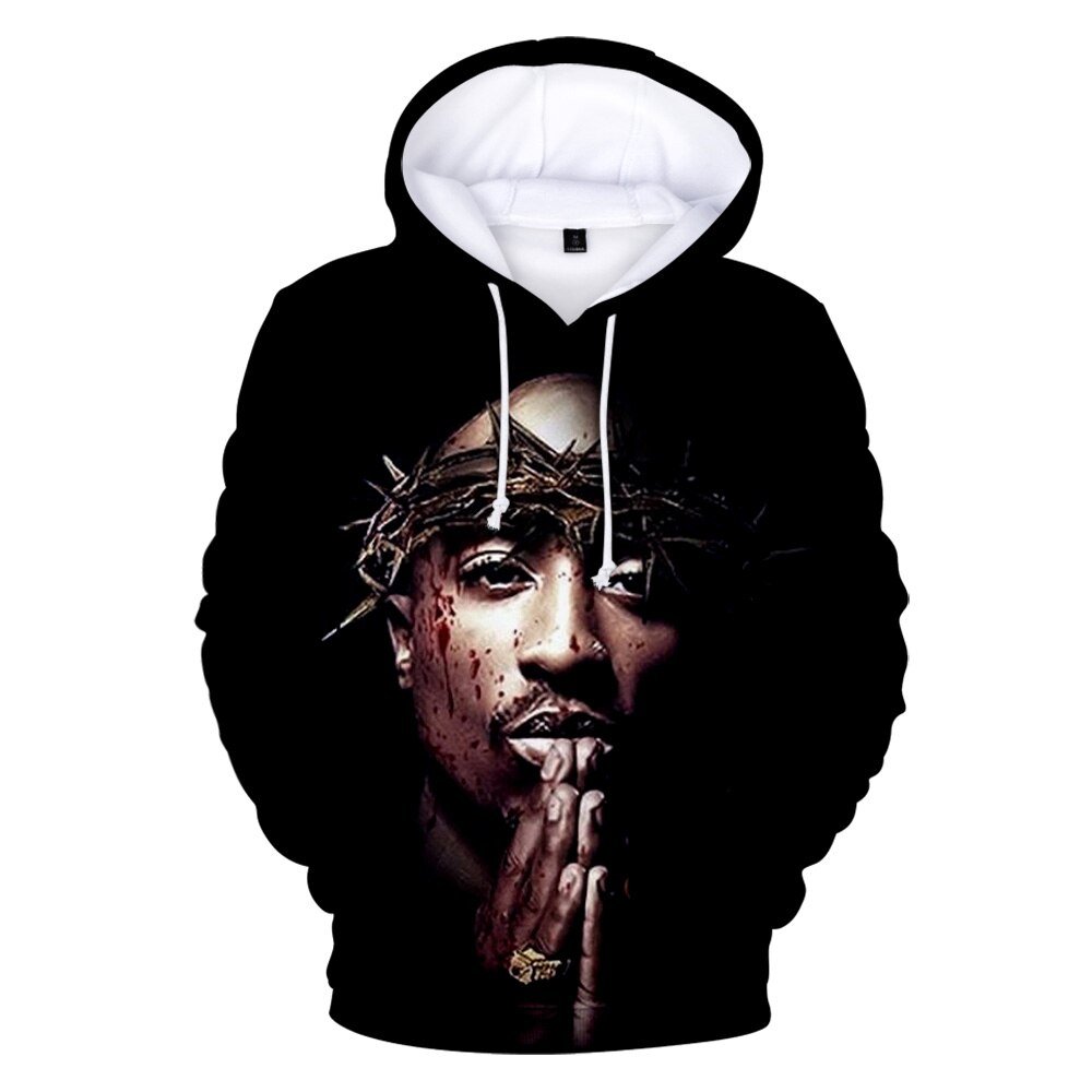 Rapper Tupac Shakur Hoodies Hip Hop Mode Populaire Hoodies Sweatshirt Herfst Warm 2Pac 3D Hoodies Mannen Vrouwen Oversized Truien