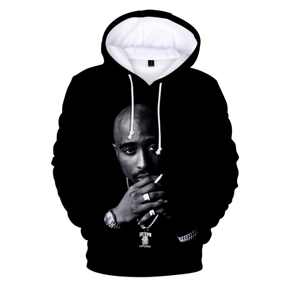 Rapper Tupac Shakur Hoodies Hip Hop Mode Populaire Hoodies Sweatshirt Herfst Warm 2Pac 3D Hoodies Mannen Vrouwen Oversized Truien