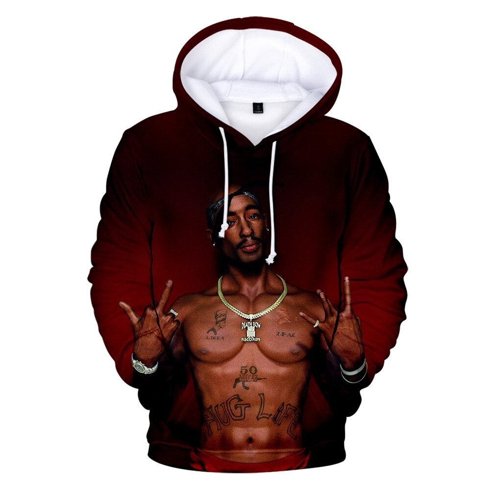 Rapper Tupac Shakur Hoodies Hip Hop Mode Populaire Hoodies Sweatshirt Herfst Warm 2Pac 3D Hoodies Mannen Vrouwen Oversized Truien