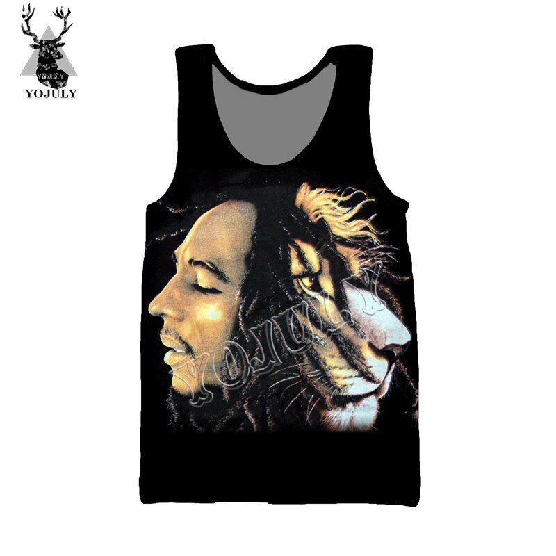 Yojuly Zomer Unisex Mouwloze Shirts Bob Marley 3D Print Harajuku Vest Vrouwen Casual Hip Hop Grappige Tank Tops Mannen Streetwear v25