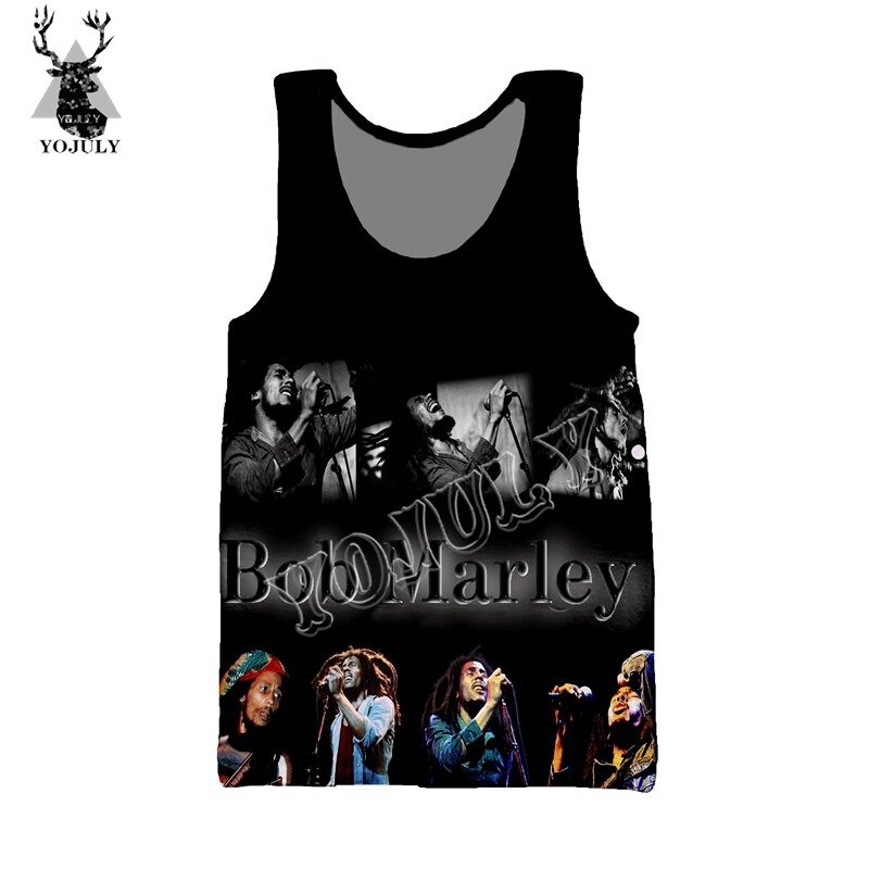 Yojuly Zomer Unisex Mouwloze Shirts Bob Marley 3D Print Harajuku Vest Vrouwen Casual Hip Hop Grappige Tank Tops Mannen Streetwear v25