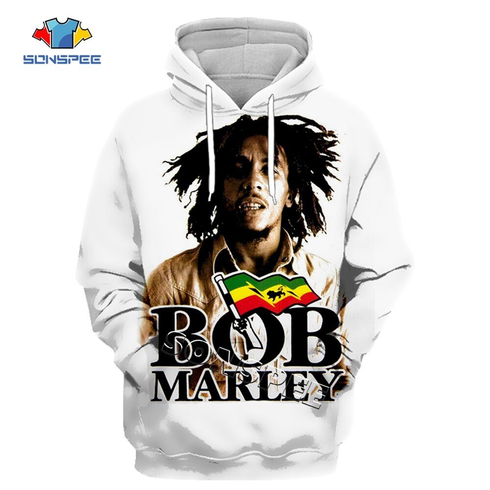 Sonspee Hip Hop Bob Marley Trainingspak Streetwear Unisex Nieuwe Mode Trui 3D Gedrukt Lange Mouw Truien/Jas Mannen Sweatshirt