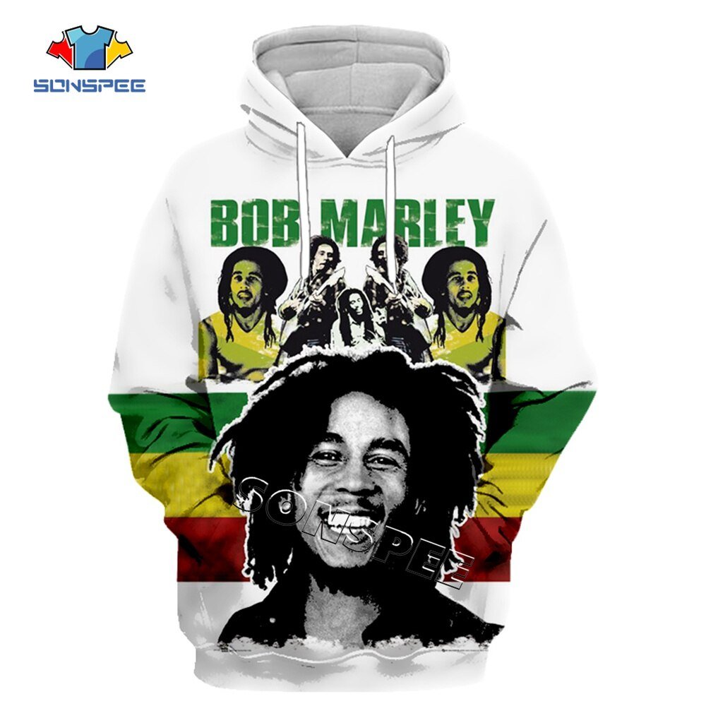 Sonspee Hip Hop Bob Marley Trainingspak Streetwear Unisex Nieuwe Mode Trui 3D Gedrukt Lange Mouw Truien/Jas Mannen Sweatshirt