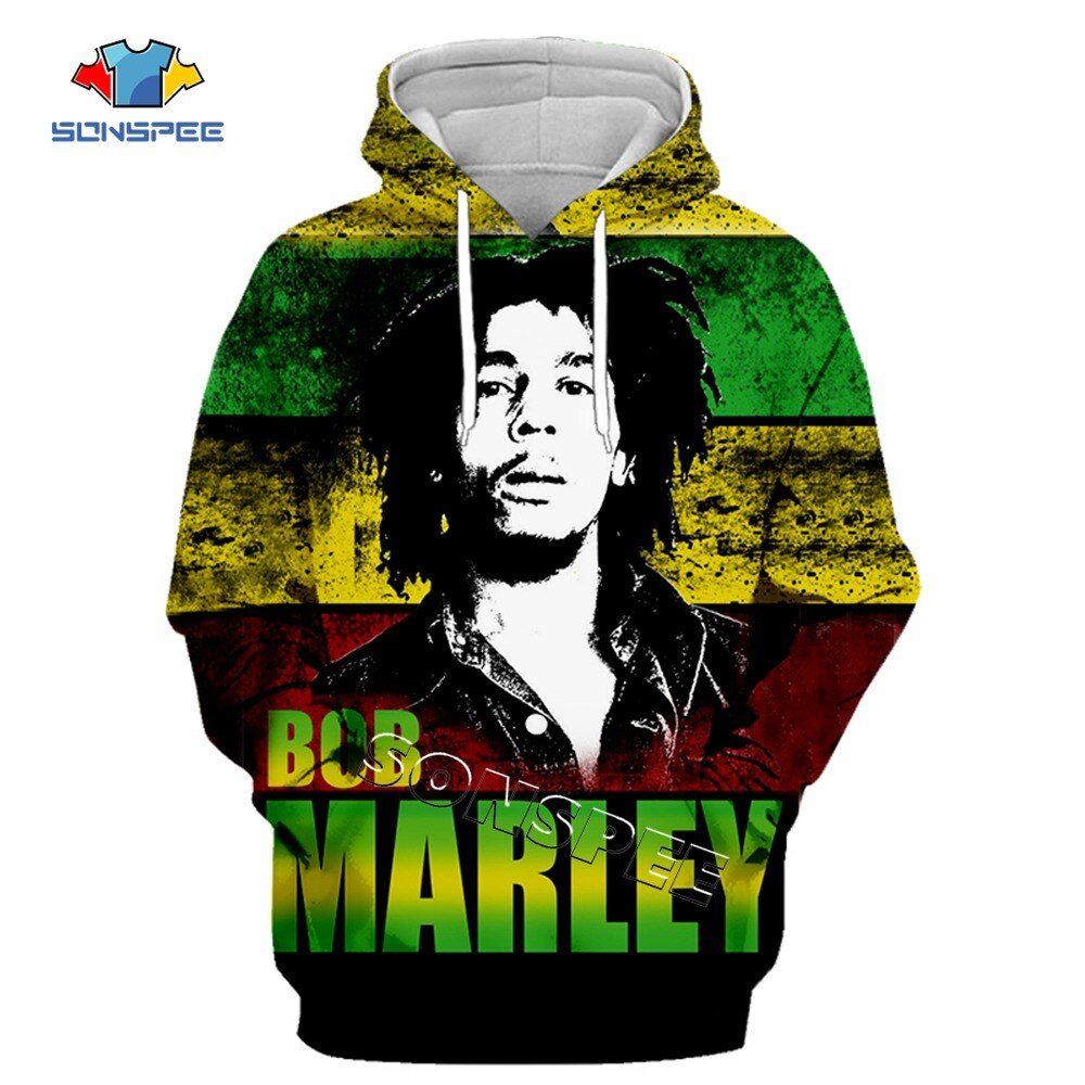 Sonspee Hip Hop Bob Marley Trainingspak Streetwear Unisex Nieuwe Mode Trui 3D Gedrukt Lange Mouw Truien/Jas Mannen Sweatshirt