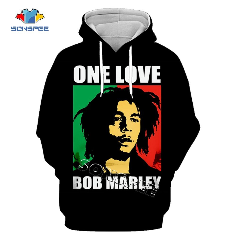 Sonspee Hip Hop Bob Marley Trainingspak Streetwear Unisex Nieuwe Mode Trui 3D Gedrukt Lange Mouw Truien/Jas Mannen Sweatshirt