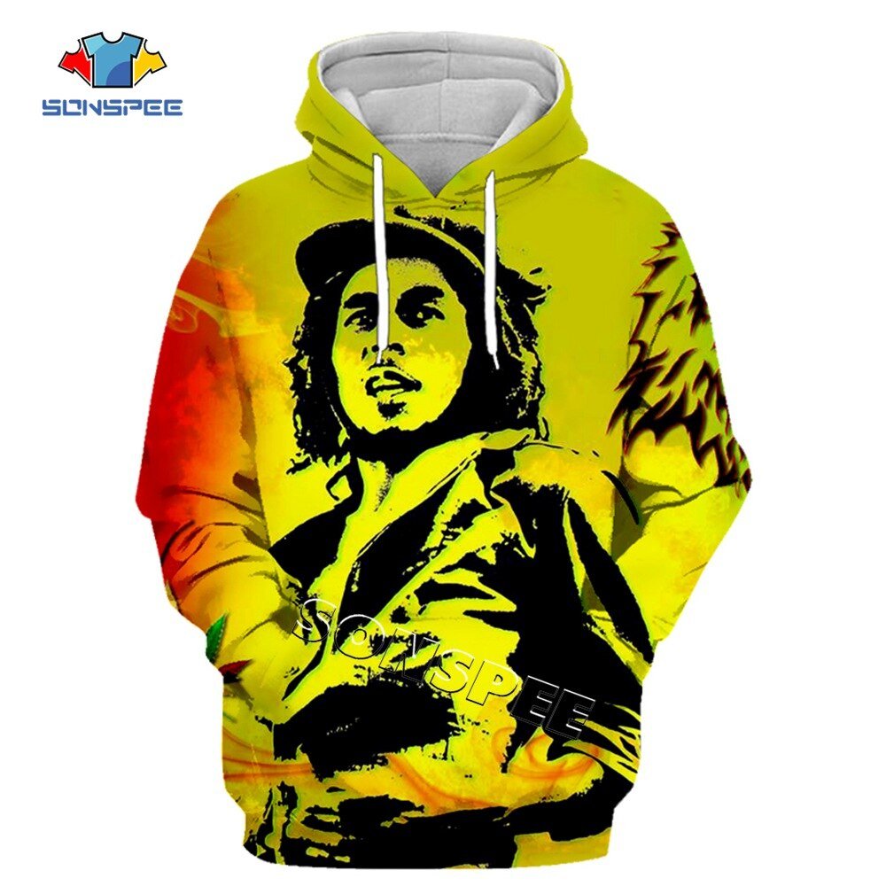 Sonspee Hip Hop Bob Marley Trainingspak Streetwear Unisex Nieuwe Mode Trui 3D Gedrukt Lange Mouw Truien/Jas Mannen Sweatshirt