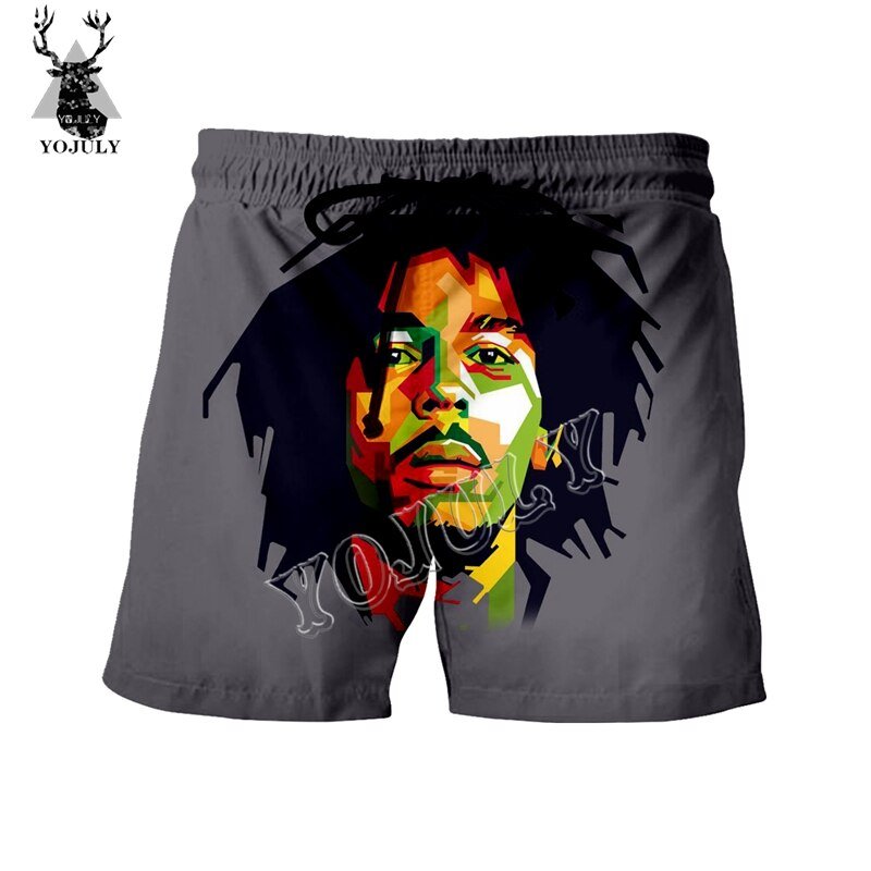 Yojuly Zomer Mannen Board Shorts Rock Zanger Bob Marley 3D Gedrukt Funny Fashion Casual Korte Broek Unisex Zwemmen Shorts DK18