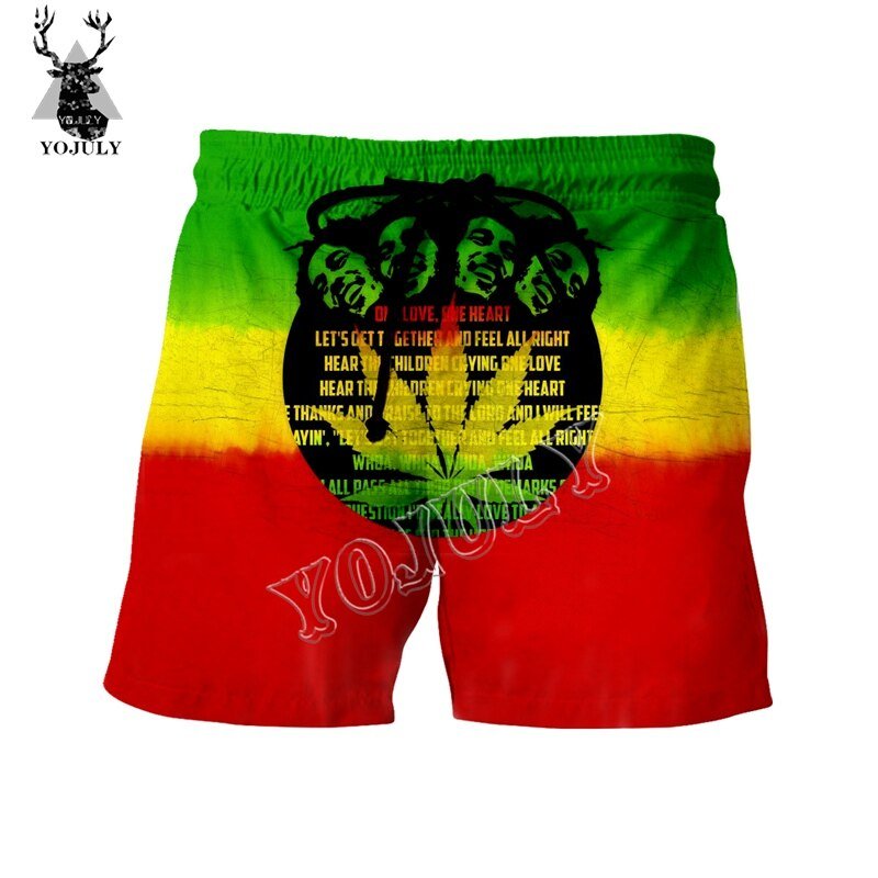 Yojuly Zomer Mannen Board Shorts Rock Zanger Bob Marley 3D Gedrukt Funny Fashion Casual Korte Broek Unisex Zwemmen Shorts DK18