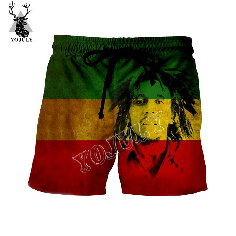 Yojuly Zomer Mannen Board Shorts Rock Zanger Bob Marley 3D Gedrukt Funny Fashion Casual Korte Broek Unisex Zwemmen Shorts DK18