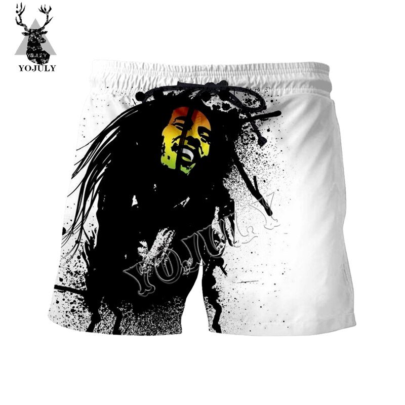 Yojuly Zomer Mannen Board Shorts Rock Zanger Bob Marley 3D Gedrukt Funny Fashion Casual Korte Broek Unisex Zwemmen Shorts DK18
