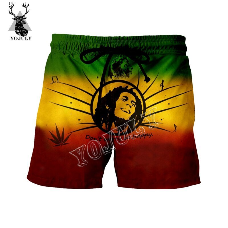 Yojuly Zomer Mannen Board Shorts Rock Zanger Bob Marley 3D Gedrukt Funny Fashion Casual Korte Broek Unisex Zwemmen Shorts DK18