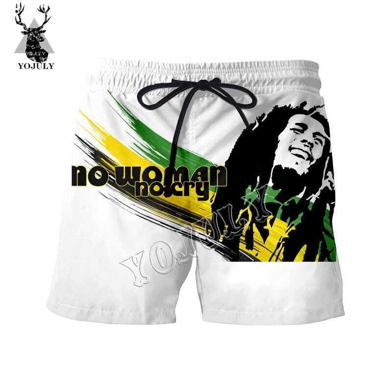Yojuly Zomer Mannen Board Shorts Rock Zanger Bob Marley 3D Gedrukt Funny Fashion Casual Korte Broek Unisex Zwemmen Shorts DK18